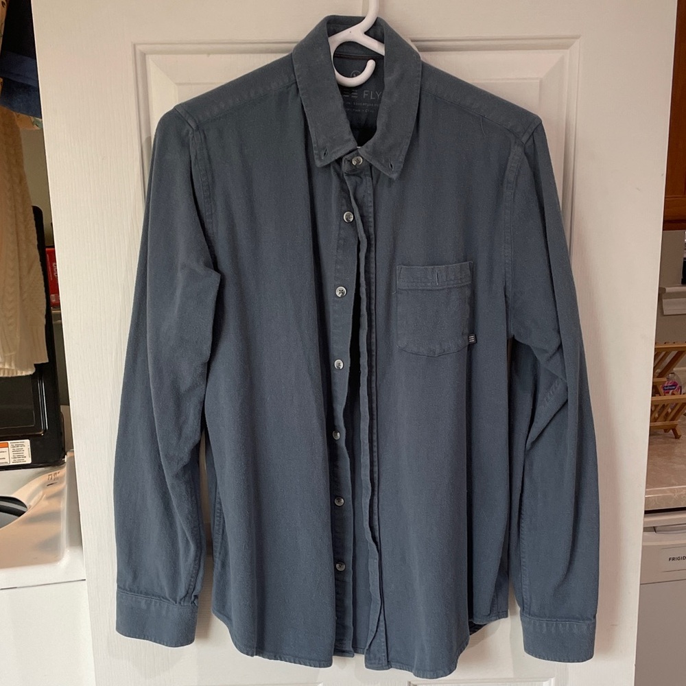Free Fly Apparel Men's Casual Button Down Shirt - Dark Blue